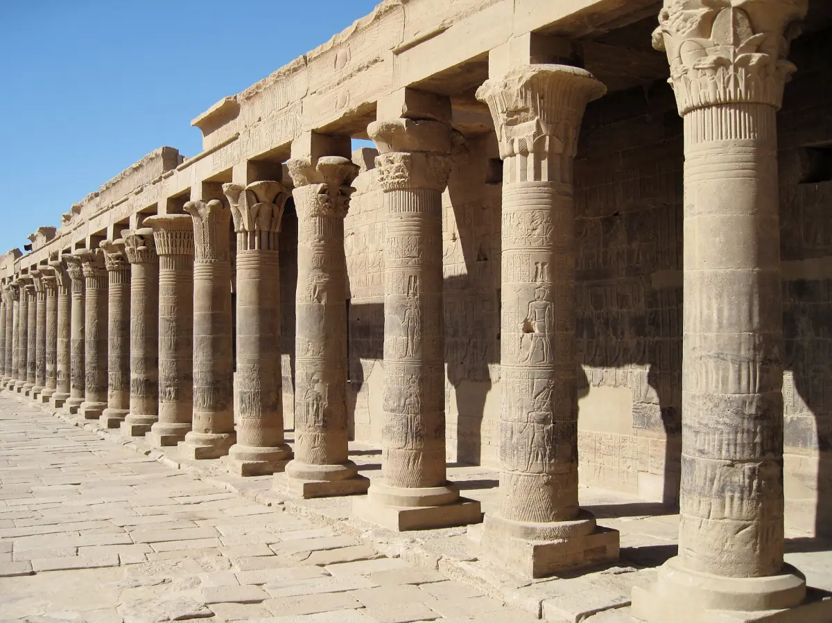 The colonnade in front of the Temple of Isis at Philae