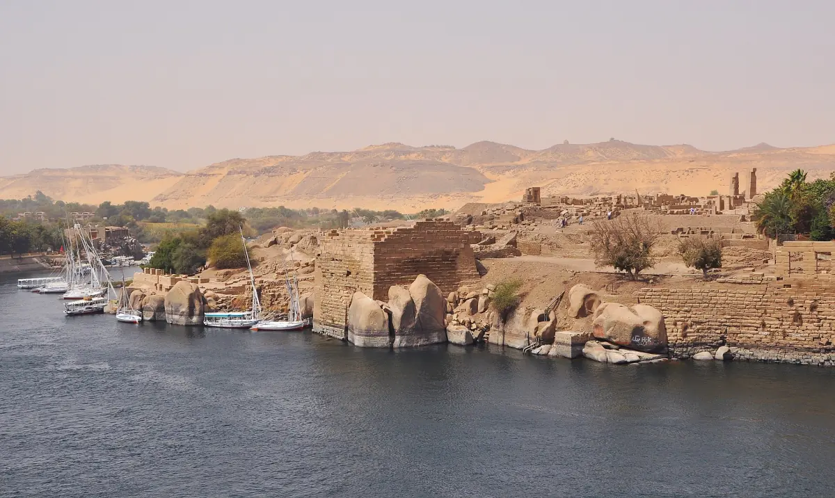 Ancient ruins on Elephantine Island along the Nile
