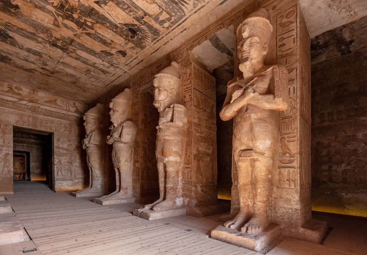 Statues in the hypostyle hall of the Great Temple at Abu Simbel