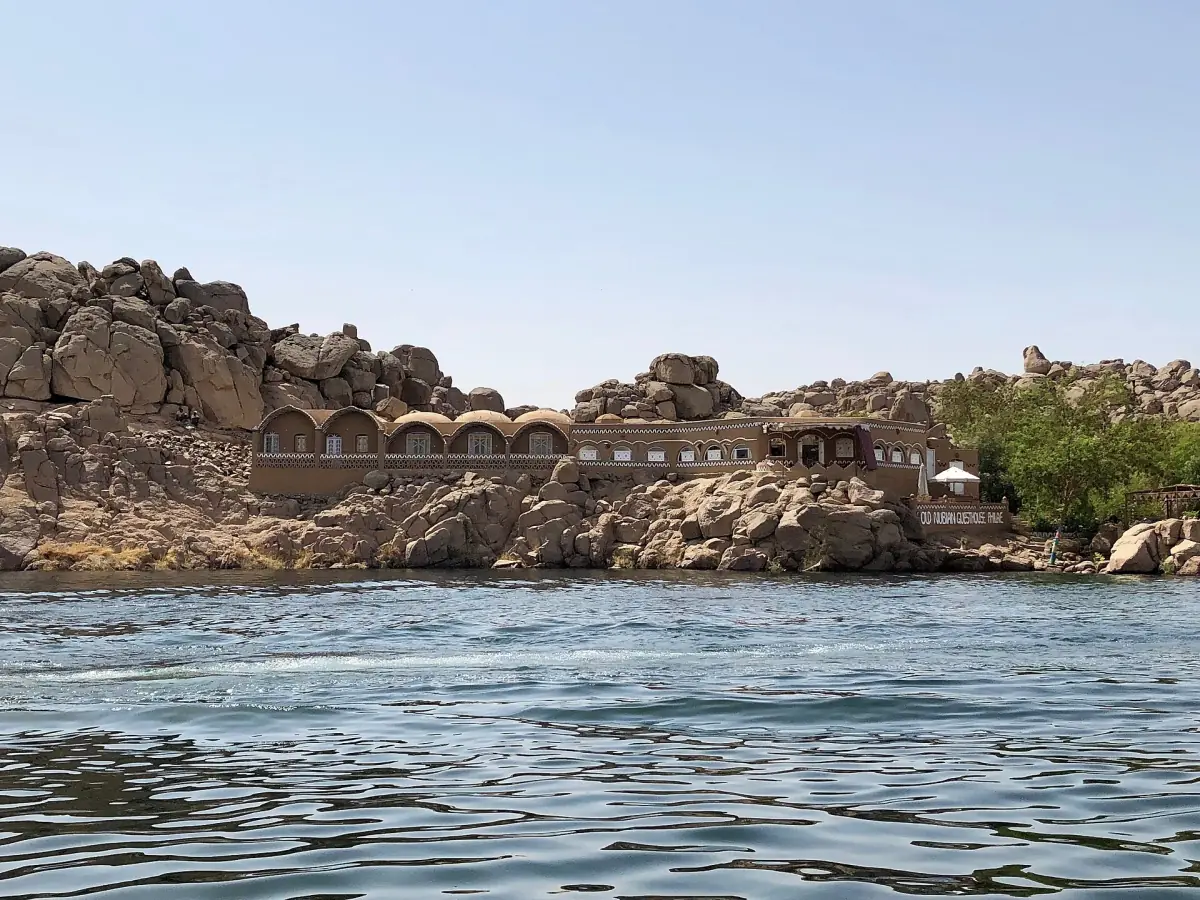 A Nubian guesthouse above the rocks of the Nile