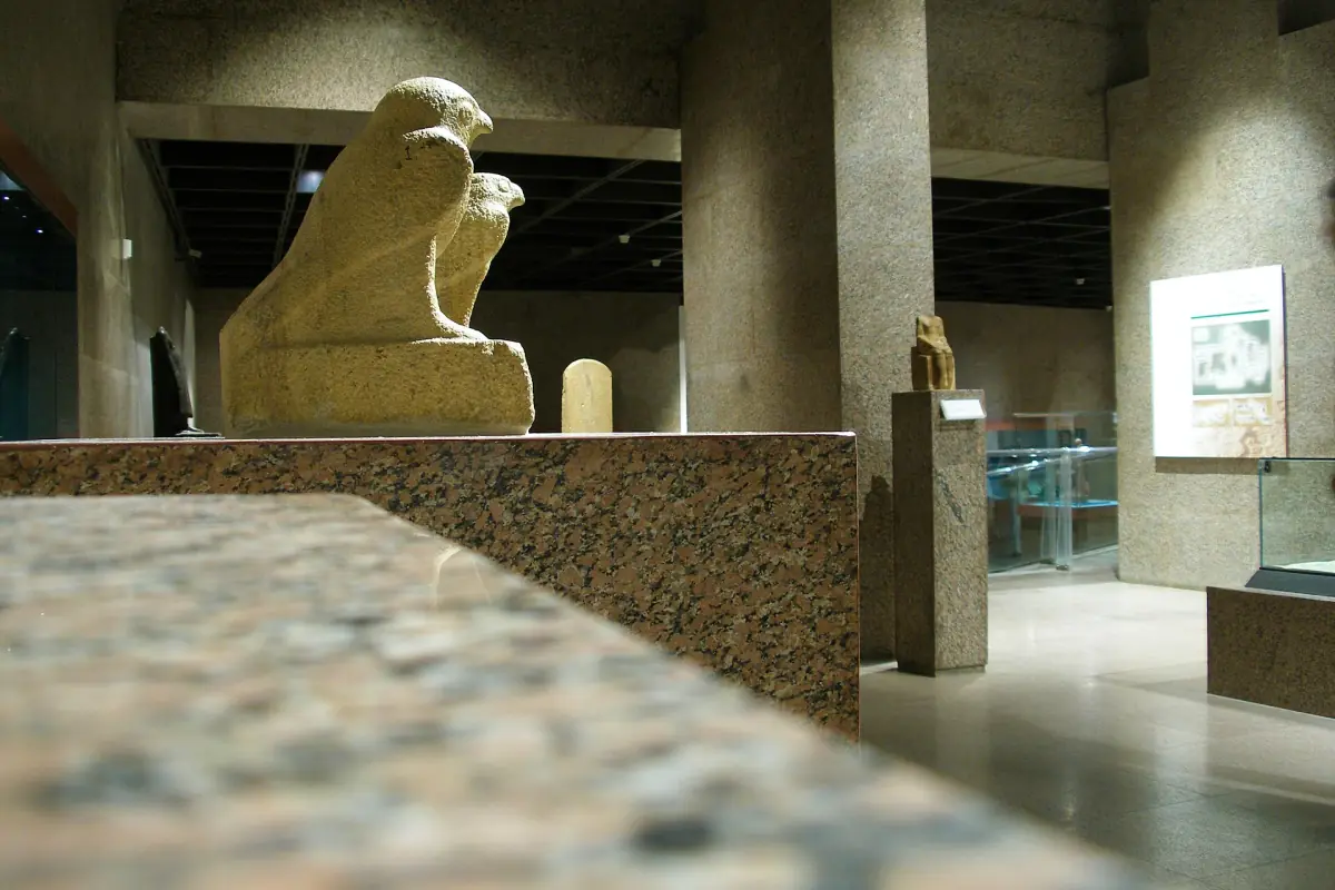 A gallery with statues in the Nubian Museum