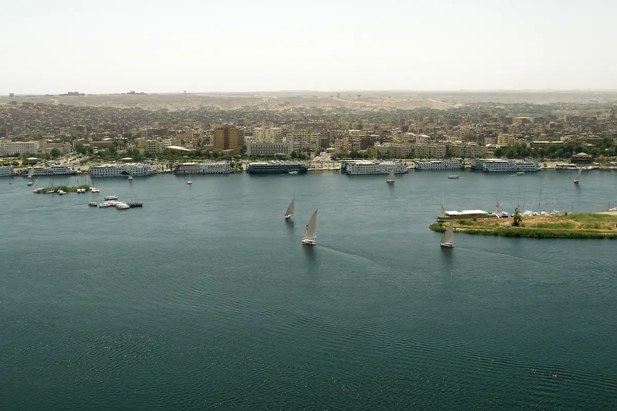 Panoramic view over Aswan and the Nile