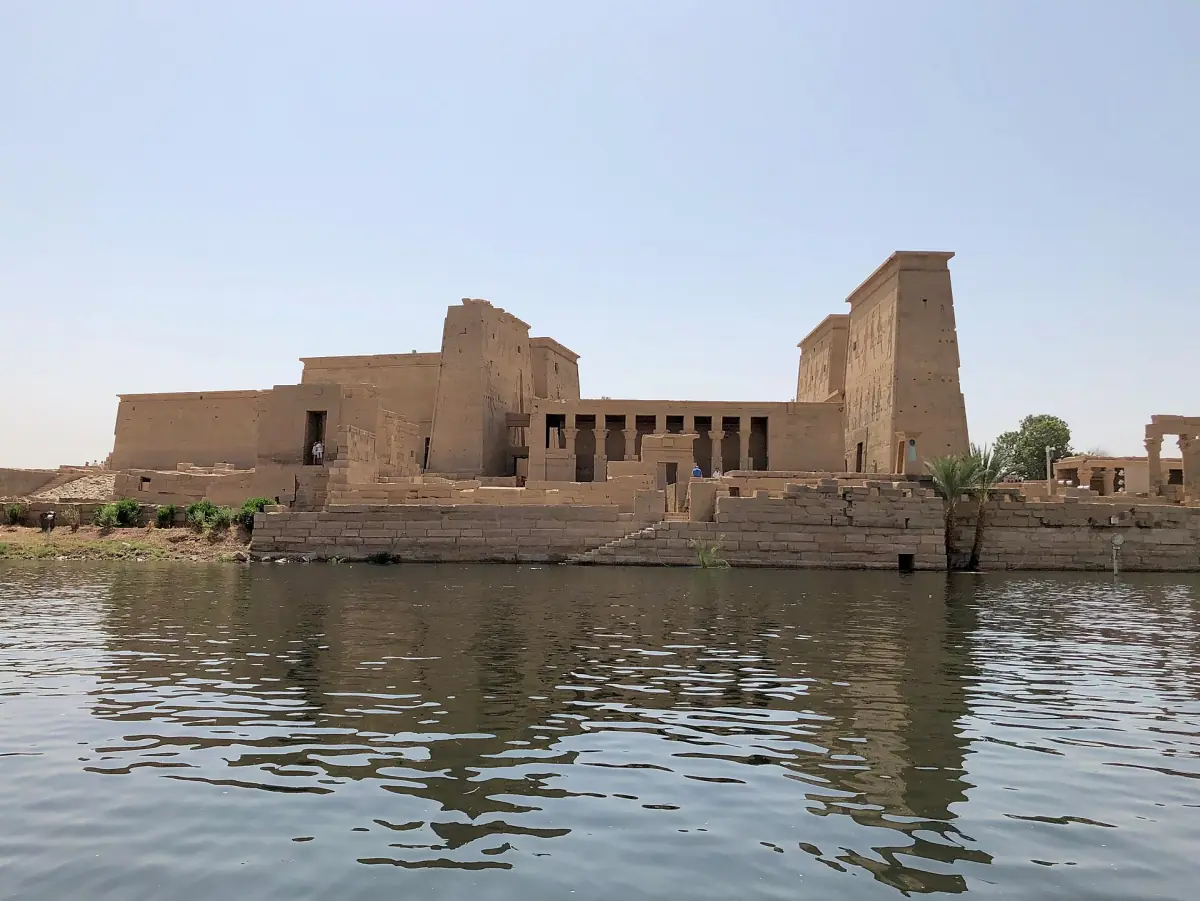 The Philae temple complex seen from the water
